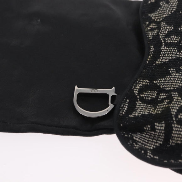 Christian Dior Trotter Canvas Gloves Leather Black Auth 207028