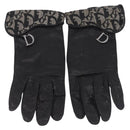 Christian Dior Trotter Canvas Gloves Leather Black Auth 207028-2