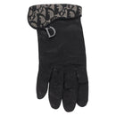 Christian Dior Trotter Canvas Gloves Leather Black Auth 207028-3