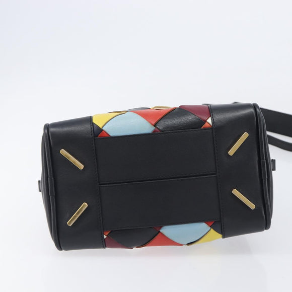 LOEWE Hand Bag Leather 2way Black Gold Auth 207031V