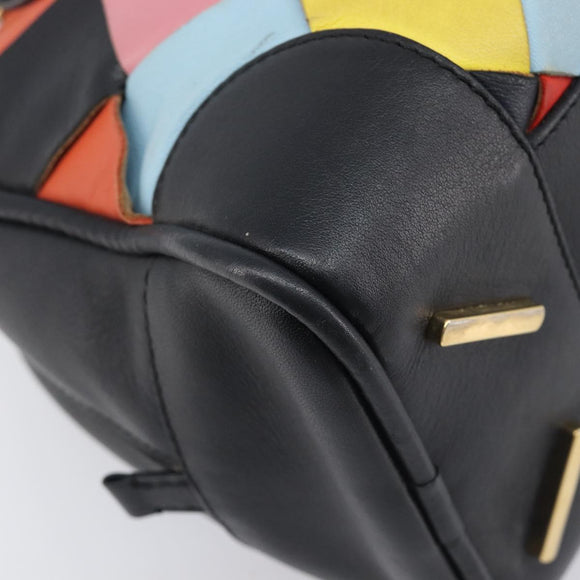 LOEWE Hand Bag Leather 2way Black Gold Auth 207031V