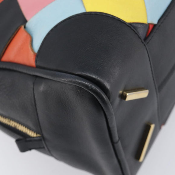 LOEWE Hand Bag Leather 2way Black Gold Auth 207031V