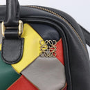 LOEWE Hand Bag Leather 2way Black Gold Auth 207031V-17