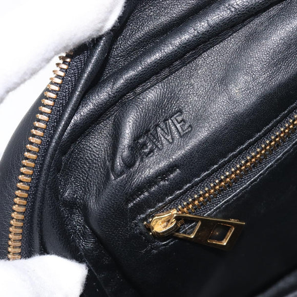 LOEWE Hand Bag Leather 2way Black Gold Auth 207031V