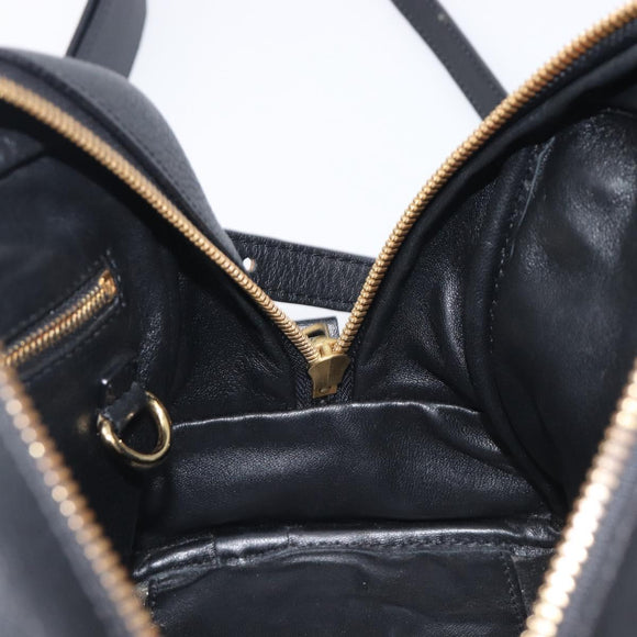 LOEWE Hand Bag Leather 2way Black Gold Auth 207031V
