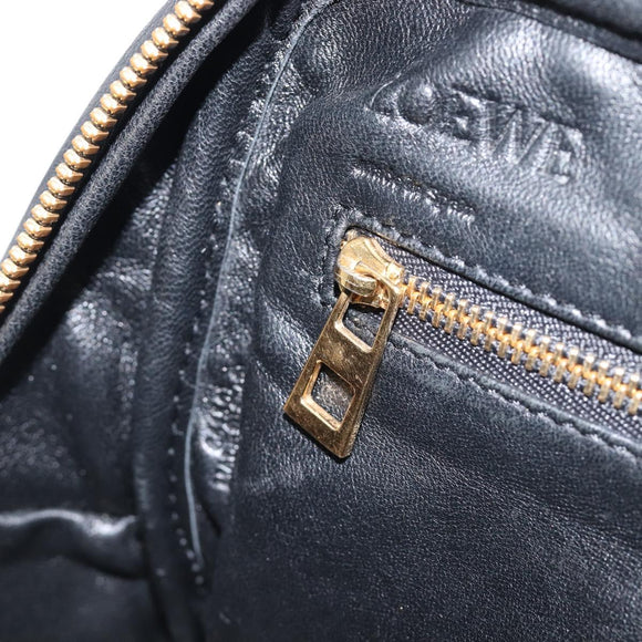LOEWE Hand Bag Leather 2way Black Gold Auth 207031V