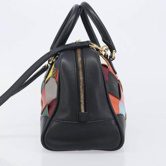 LOEWE Hand Bag Leather 2way Black Gold Auth 207031V