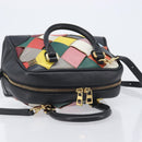 LOEWE Hand Bag Leather 2way Black Gold Auth 207031V-6