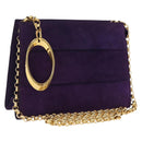 Salvatore Ferragamo Chain Shoulder Bag Suede Purple Gold Auth 207037-1