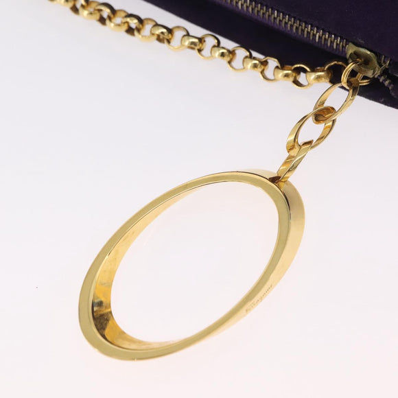 Salvatore Ferragamo Chain Shoulder Bag Suede Purple Gold Auth 207037