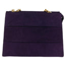 Salvatore Ferragamo Chain Shoulder Bag Suede Purple Gold Auth 207037-2