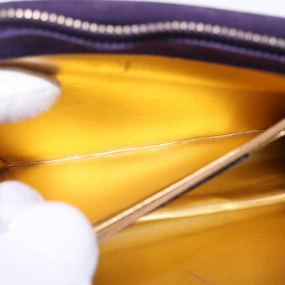 Salvatore Ferragamo Chain Shoulder Bag Suede Purple Gold Auth 207037