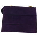Salvatore Ferragamo Chain Shoulder Bag Suede Purple Gold Auth 207037-3