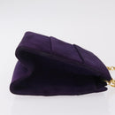 Salvatore Ferragamo Chain Shoulder Bag Suede Purple Gold Auth 207037-4