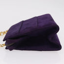 Salvatore Ferragamo Chain Shoulder Bag Suede Purple Gold Auth 207037-5
