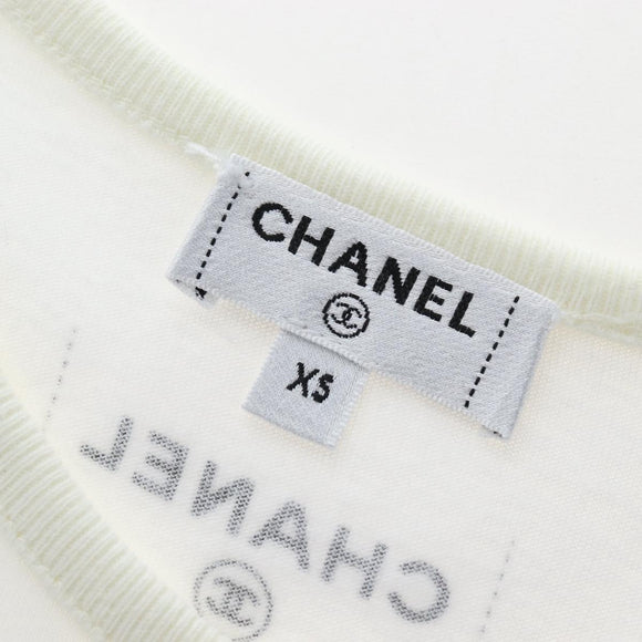 CHANEL Short-sleeved T-shirt Cotton XS Blue CC Auth 207041V