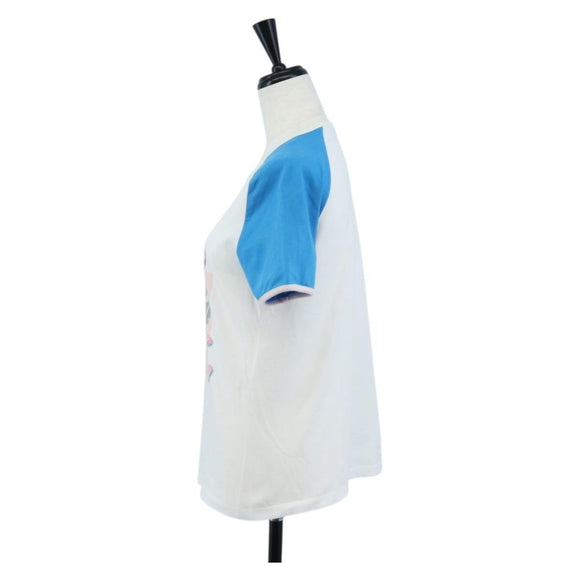 CHANEL Short-sleeved T-shirt Cotton XS Blue CC Auth 207041V