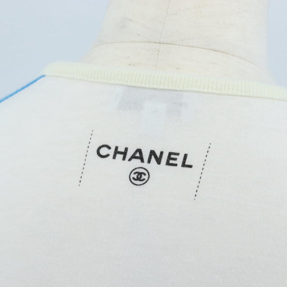 CHANEL Short-sleeved T-shirt Cotton XS Blue CC Auth 207041V