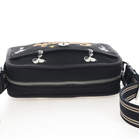 Coach Snoopy Shoulder Bag Canvas Black Silver Auth 207042A