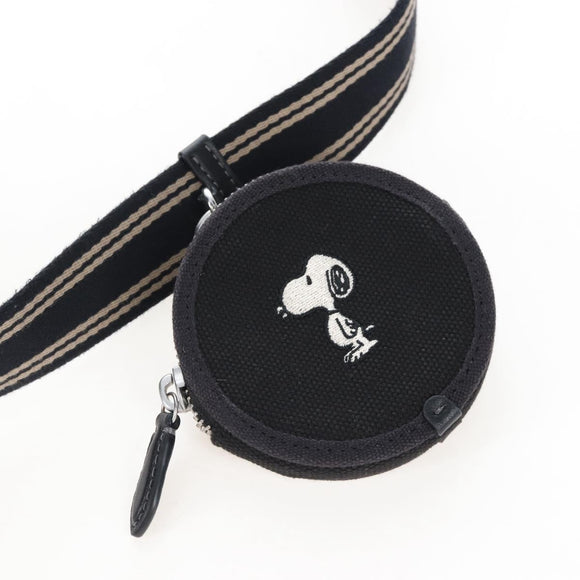 Coach Snoopy Shoulder Bag Canvas Black Silver Auth 207042A