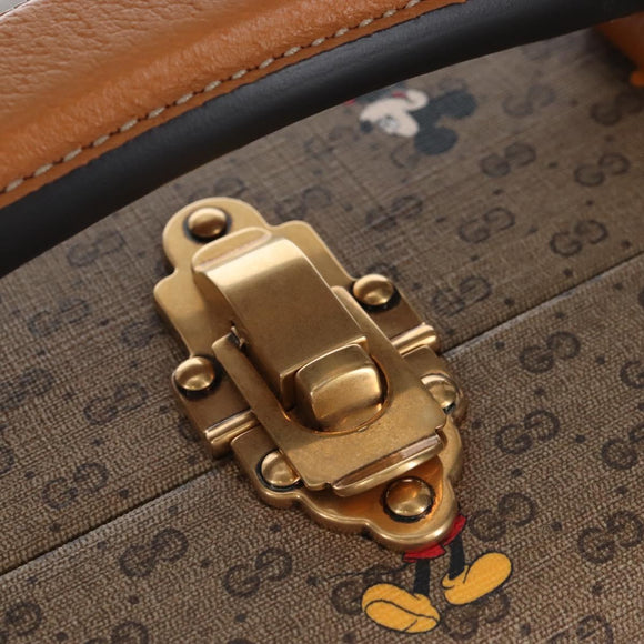 GUCCI x Disney Mickey Mouse Micro GG Supreme Suitcase PVC 602675 Auth 207045SM