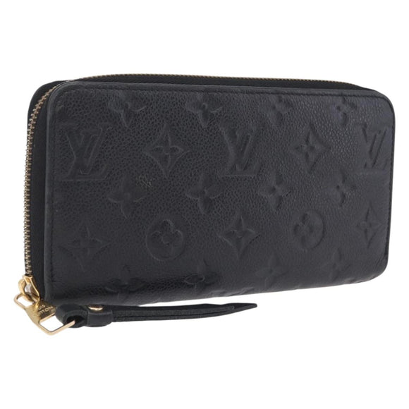 LOUIS VUITTON Monogram Empreinte Zippy Long Wallet Black M61864 LV Auth 207051