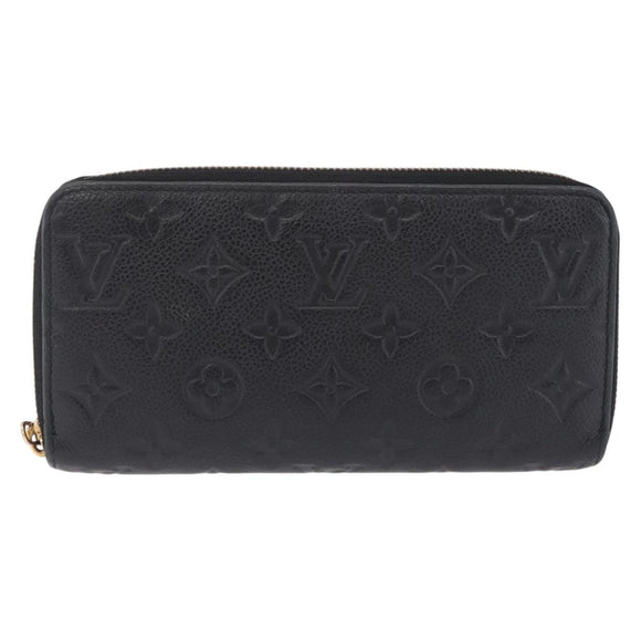 LOUIS VUITTON Monogram Empreinte Zippy Long Wallet Black M61864 LV Auth 207051
