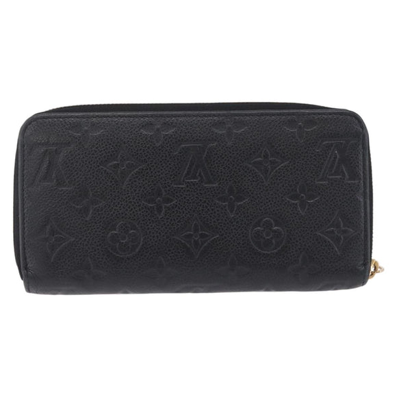 LOUIS VUITTON Monogram Empreinte Zippy Long Wallet Black M61864 LV Auth 207051