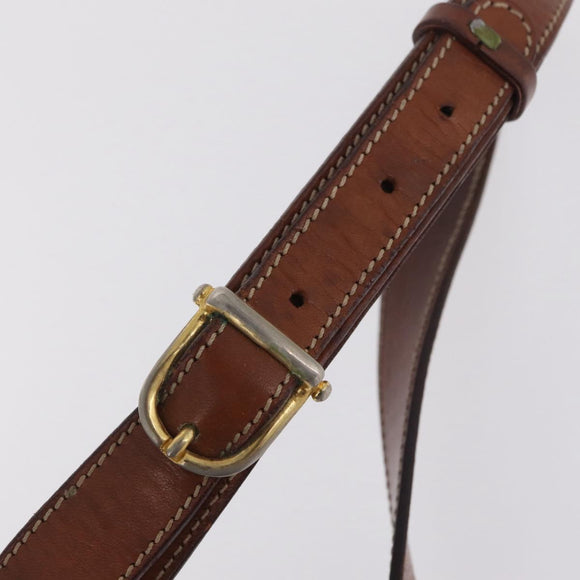 CELINE Macadam Canvas Shoulder Bag PVC Beige Gold Auth 207054