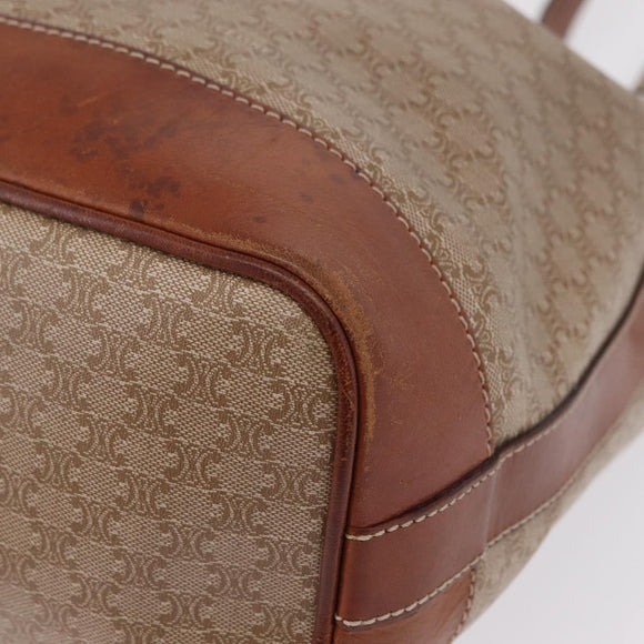 CELINE Macadam Canvas Shoulder Bag PVC Beige Gold Auth 207054