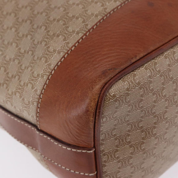 CELINE Macadam Canvas Shoulder Bag PVC Beige Gold Auth 207054