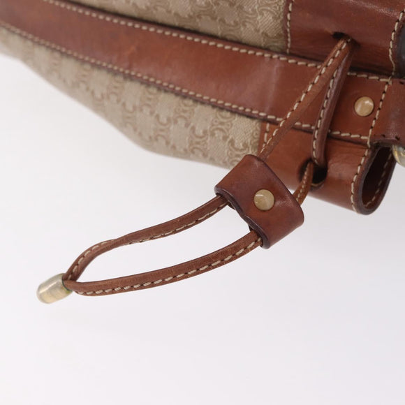 CELINE Macadam Canvas Shoulder Bag PVC Beige Gold Auth 207054