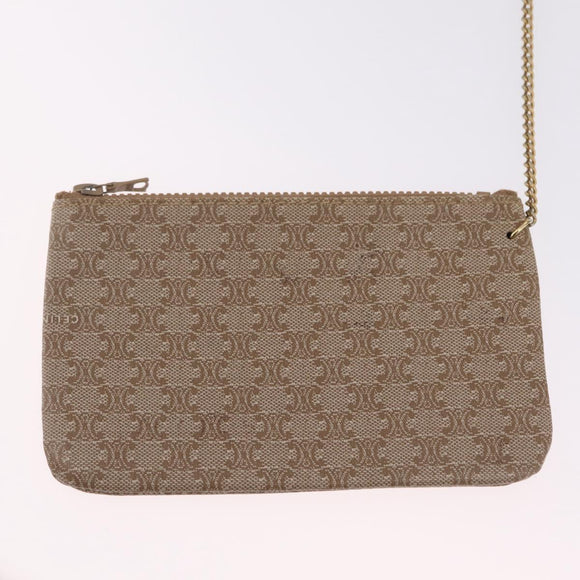 CELINE Macadam Canvas Shoulder Bag PVC Beige Gold Auth 207054