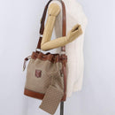 CELINE Macadam Canvas Shoulder Bag PVC Beige Gold Auth 207054-28