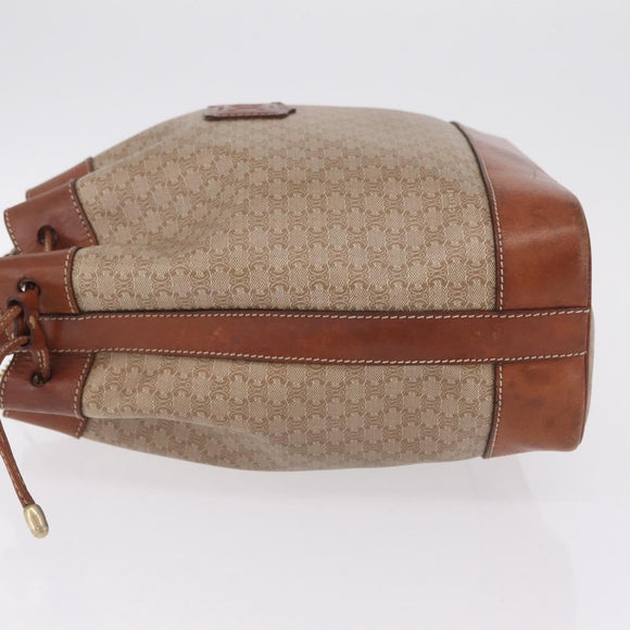 CELINE Macadam Canvas Shoulder Bag PVC Beige Gold Auth 207054