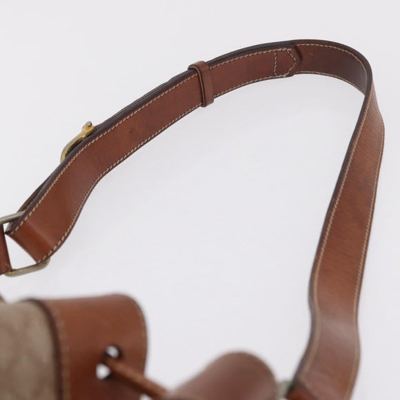 CELINE Macadam Canvas Shoulder Bag PVC Beige Gold Auth 207054