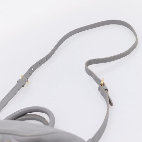 PRADA Hand Bag Leather 2way Gray Gold Auth 207057V