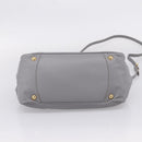 PRADA Hand Bag Leather 2way Gray Gold Auth 207057V-11