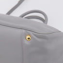 PRADA Hand Bag Leather 2way Gray Gold Auth 207057V-12