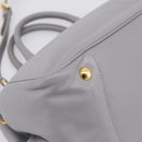 PRADA Hand Bag Leather 2way Gray Gold Auth 207057V-13