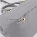 PRADA Hand Bag Leather 2way Gray Gold Auth 207057V-15