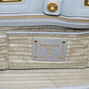 PRADA Hand Bag Leather 2way Gray Gold Auth 207057V-18