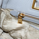 PRADA Hand Bag Leather 2way Gray Gold Auth 207057V-22