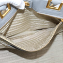 PRADA Hand Bag Leather 2way Gray Gold Auth 207057V-23