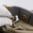 PRADA Hand Bag Leather 2way Gray Gold Auth 207057V-24