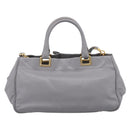 PRADA Hand Bag Leather 2way Gray Gold Auth 207057V-3