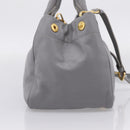 PRADA Hand Bag Leather 2way Gray Gold Auth 207057V-4