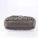 Miu Miu Matelasse Hand Bag Leather Gray Silver Auth 207068A-10