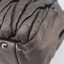 Miu Miu Matelasse Hand Bag Leather Gray Silver Auth 207068A-11