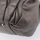 Miu Miu Matelasse Hand Bag Leather Gray Silver Auth 207068A-13